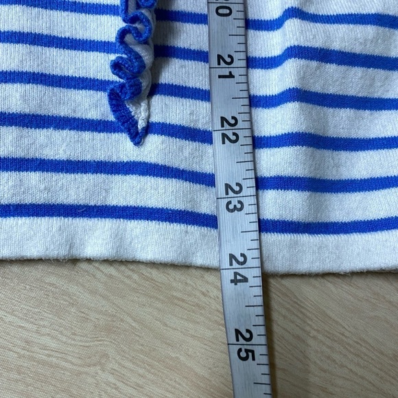 Lilly Pulitzer Ruffled Striped Ruth Sweater Size Medium White Blue Pullover Top - Picture 5 of 6